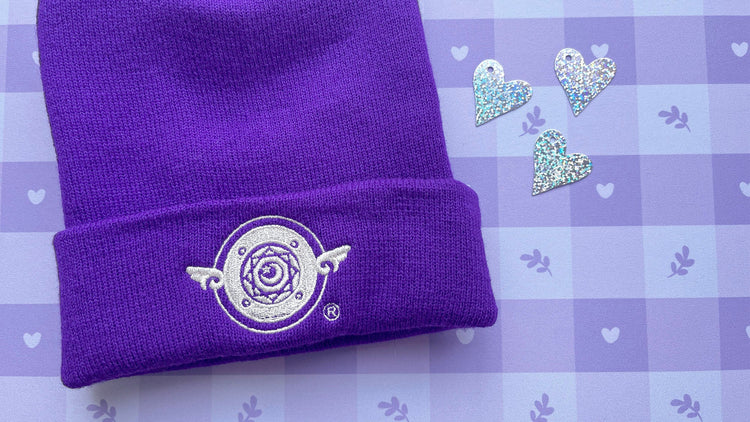 Emblem Beanies | Beanies by Mintlodica | BEANIE-LOGO-PURPLE