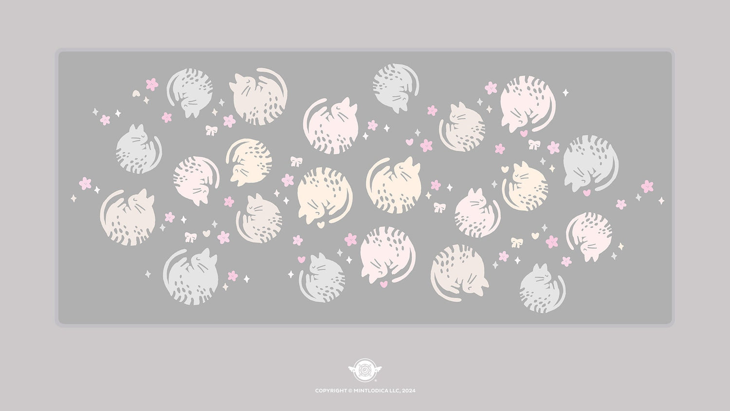 Sleeping Kitties 'Grey Tabby' Deskmats | Deskmats by Mintlodica | DM-SK-MINI-GREY Group Buy