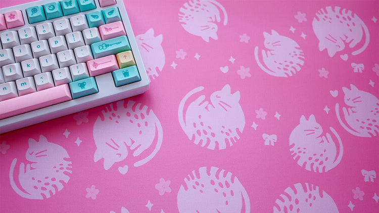 Sleeping Kitties 'Pink' Deskmats | Deskmats by Mintlodica | DM-SK-MINI-PINK Group Buy