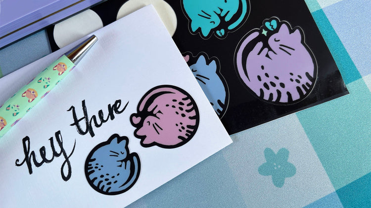 Sleeping Kitties Sticker Sheets | Vinyl Stickers by Mintlodica | STICKERSHEET-KITTIES