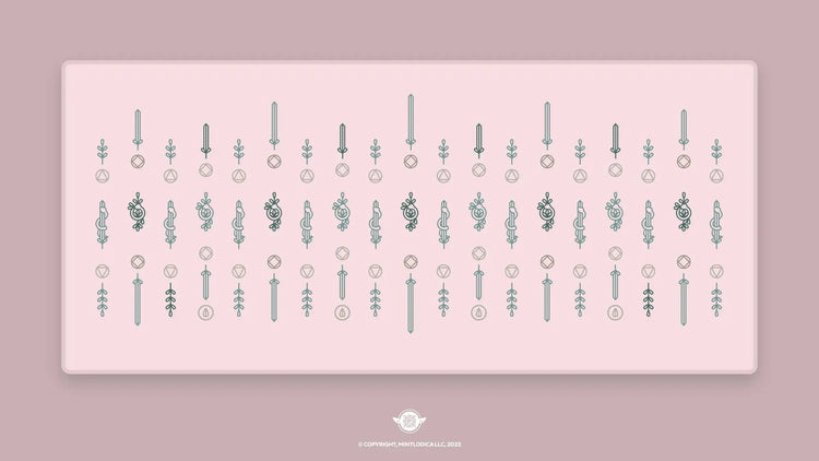 Witch Girl 'Swords' Deskmats | Deskmats by Mintlodica | DM-WG-MINI-BLUSH