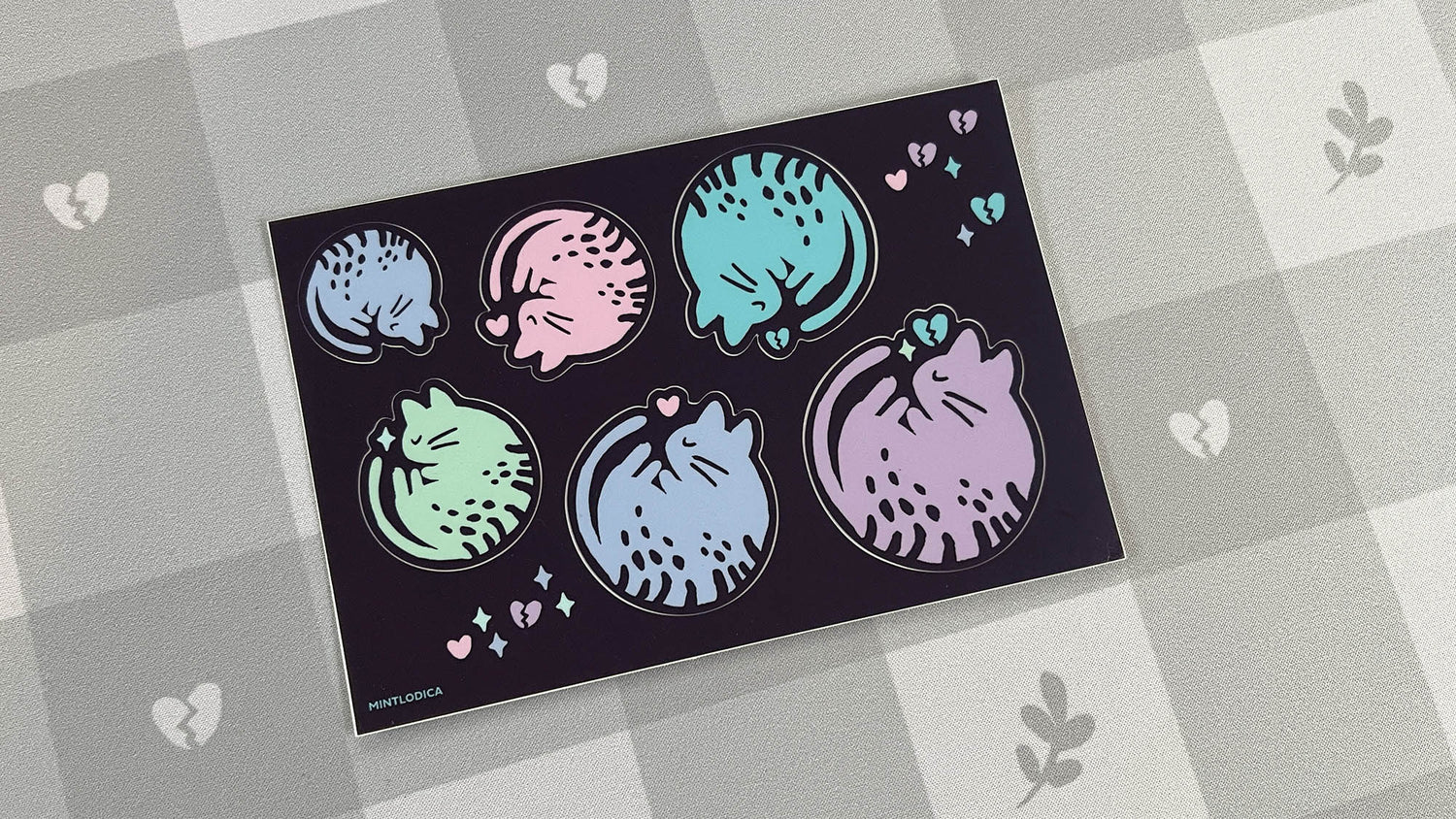 Sleeping Kitties Sticker Sheets | Vinyl Stickers by Mintlodica | STICKERSHEET-KITTIES